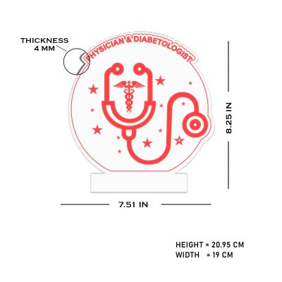 3D Illusion Physician & Diabetologist Night Lamp with Warm White Light Stethoscope Symbol Gift for Doctor & Office Decor Light
