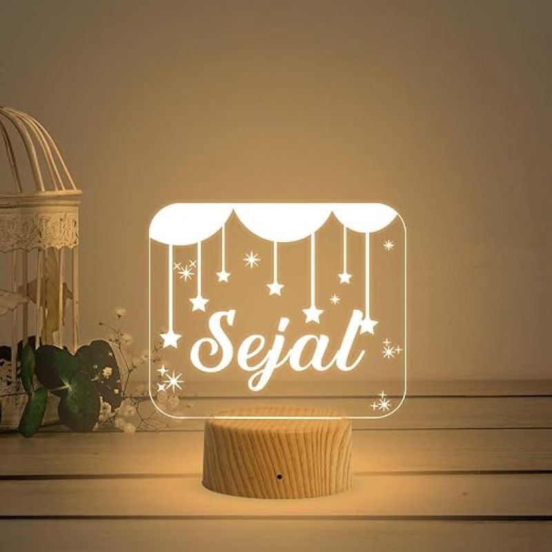 Personalized Name Led Lamp 3D Illusion Table Light Customized Birthday Gift for Husband Wife Girlfriend Boyfriend Office Friend Warm White Light (Design 13)