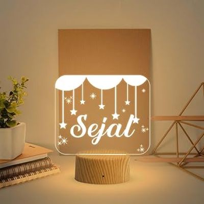 Personalized Name Led Lamp 3D Illusion Table Light Customized Birthday Gift for Husband Wife Girlfriend Boyfriend Office Friend Warm White Light (Design 13)