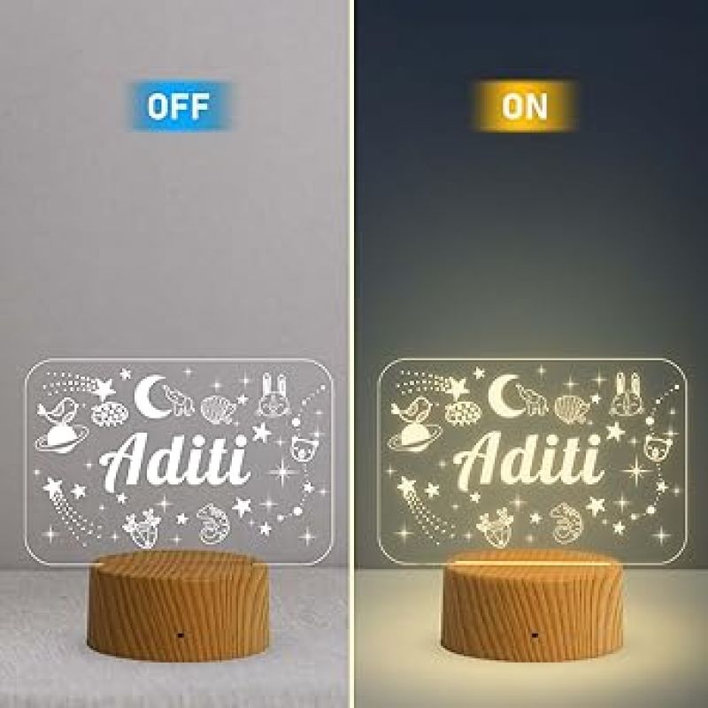 Personalized Person Name Night Lamp with Warm White Light Birthday Gift for Wife Girlfriend Office Friend (Design 2)