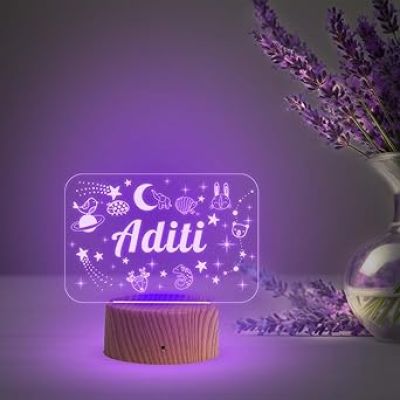 Personalized Person Name Night Lamp with Multicolored Light Light Birthday Gift for Wife Girlfriend Office Friend (Design 2)