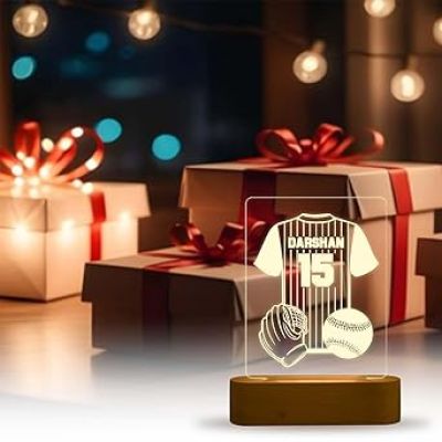 3D Illusion Football Jersey Night Lamp with Warm White Light Personalized with Name Birthday Gift for Football Lover Gifts for Footballer Men Women Girls Boys