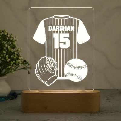 3D Illusion Football Jersey Night Lamp with Warm White Light Personalized with Name Birthday Gift for Football Lover Gifts for Footballer Men Women Girls Boys