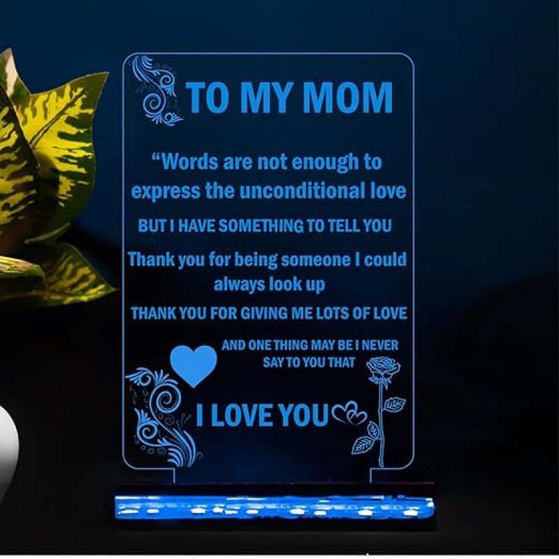 To My Mom Engraved English Quote Led Night Lamp with Multicolor Color Birthday Gifts for Mom