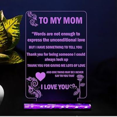 To My Mom Engraved English Quote Led Night Lamp with Multicolor Color Birthday Gifts for Mom