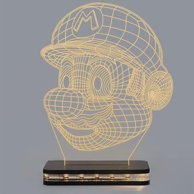 3D Illusion Mario Face CartoonLed Night Lamp with Warm White Color Gift for Cartoon Lover Best Gift for Children Girls Boys