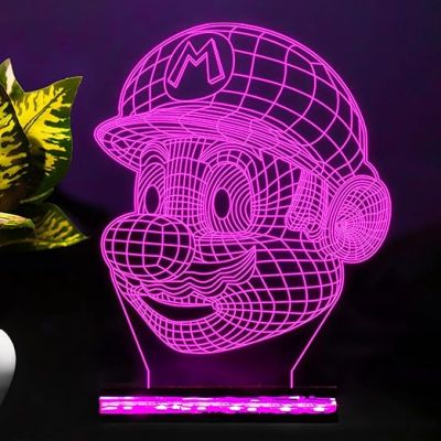 3D Illusion Mario Face CartoonLed Night Lamp 16 Color Changing Light with Remote Control Gift for Cartoon Lover Best Gift for Children Girls Boys