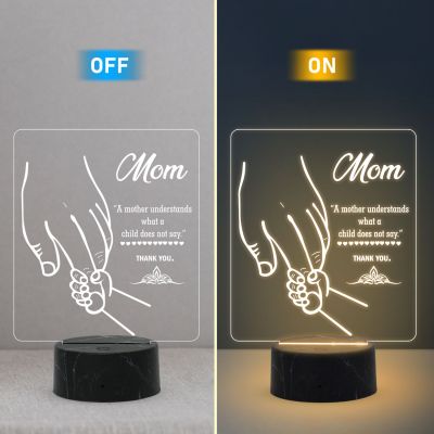 Mom Engraved Led Night Lamp with Warm White Color Gift for Mom Birthday & Mothers Day