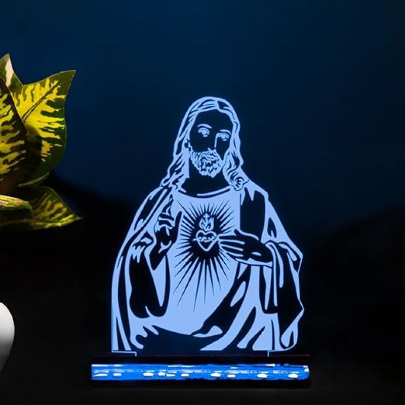 3D Illusion Jesus Led Night Lamp 16 Color Changing Light with Remote Control Home Decor Festival Gift For Christian Friend