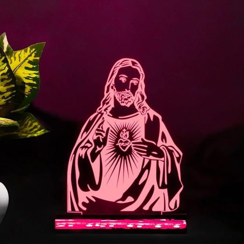 3D Illusion Jesus Led Night Lamp 16 Color Changing Light with Remote Control Home Decor Festival Gift For Christian Friend