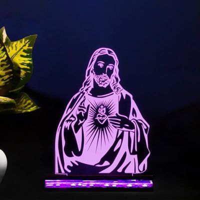 3D Illusion Jesus Led Night Lamp 16 Color Changing Light with Remote Control Home Decor Festival Gift For Christian Friend