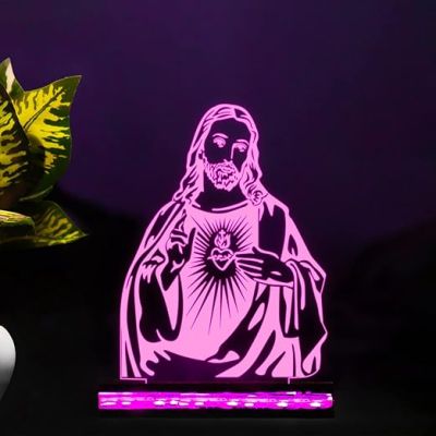 3D Illusion Jesus Led Night Lamp 16 Color Changing Light with Remote Control Home Decor Festival Gift For Christian Friend