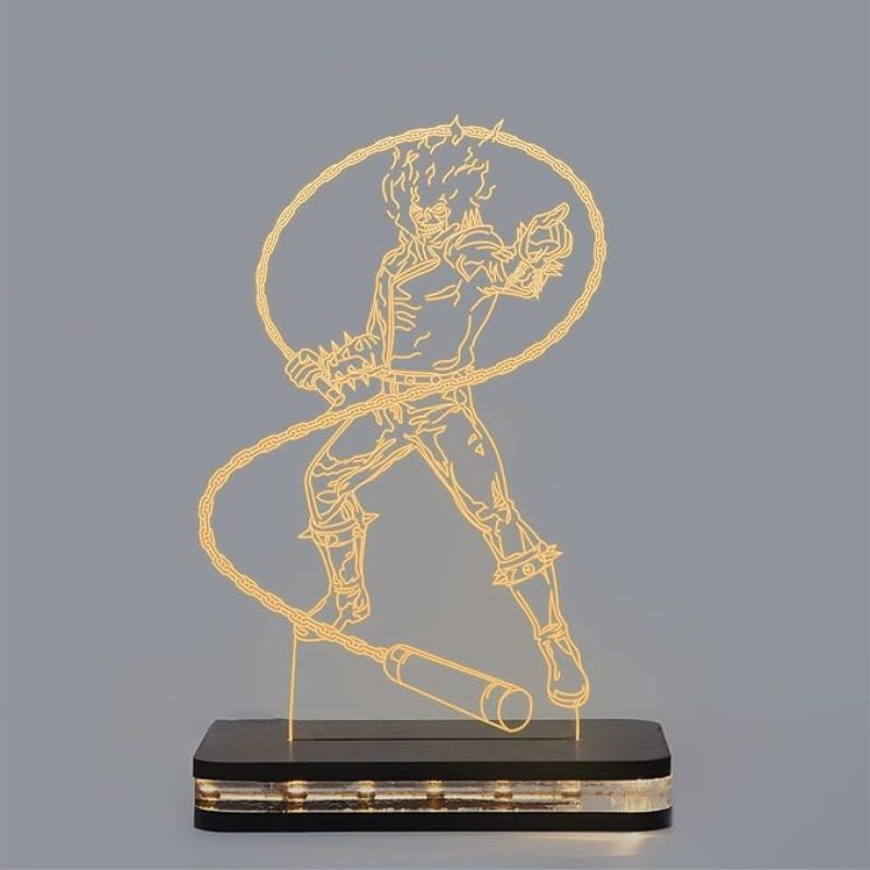 3D Illusion Ghost Raider Led Night Lamp with Warm White Color Gift for Anime Lover