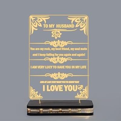 To My Husband Engraved English Quote Led Night Lamp with Warm White Color Birthday Gift for Husband Anniversary Gift for Husband