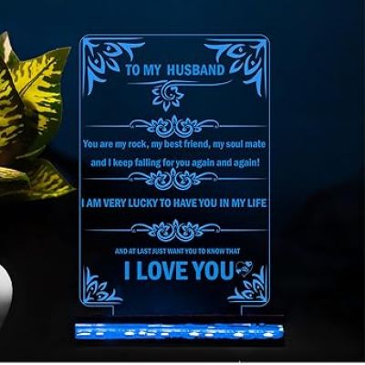 To My Husband Engraved English Quote Led Night Lamp 16 Color Changing Light with Remote Control Birthday Gift for Husband Anniversary Gift for Husband