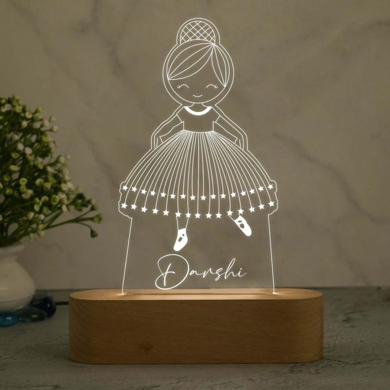 3D Illusion Doll Led Night Lamp with Warm White Color Customize with name Birthday Gift for Girl, Friend