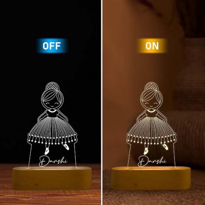 3D Illusion Doll Led Night Lamp with Warm White Color Customize with name Birthday Gift for Girl, Friend