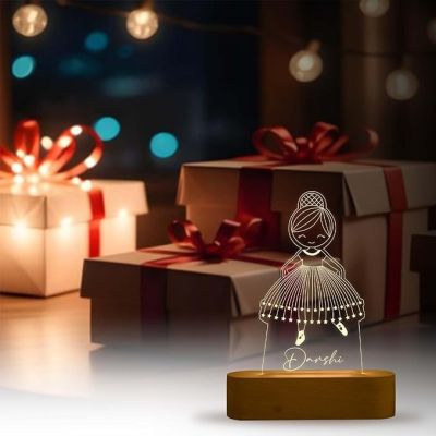 3D Illusion Doll Led Night Lamp with Warm White Color Customize with name Birthday Gift for Girl, Friend
