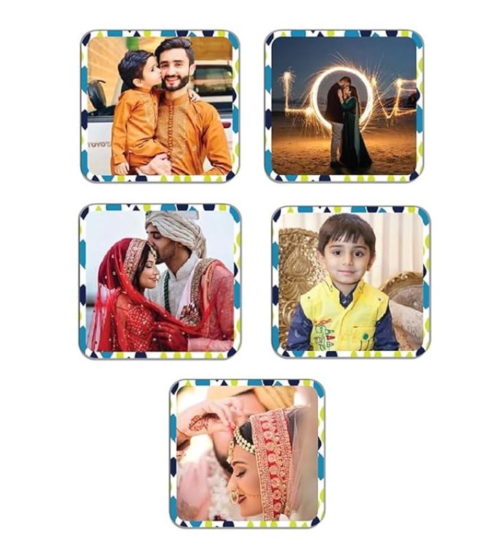 Customized Photo Fridge Magnet Set of 5 Gift for Anniversary Valentine & Birthday