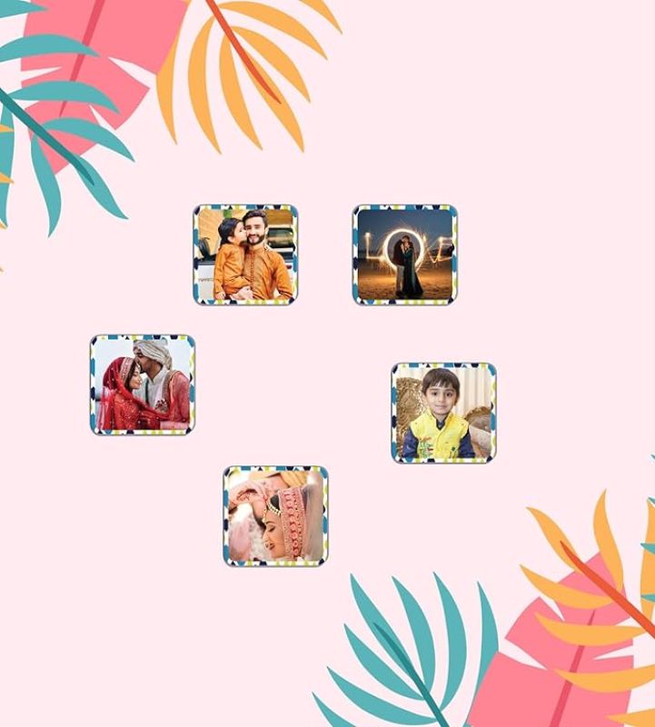 Customized Photo Fridge Magnet Set of 5 Gift for Anniversary Valentine & Birthday