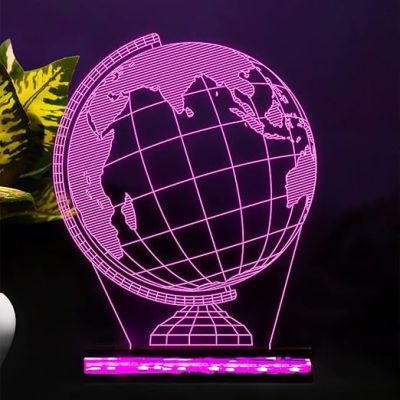 3D Illusion Earth Globe Led Night Lamp 16 Color Changing Light with Remote Control Kids Study Room & Office Decor