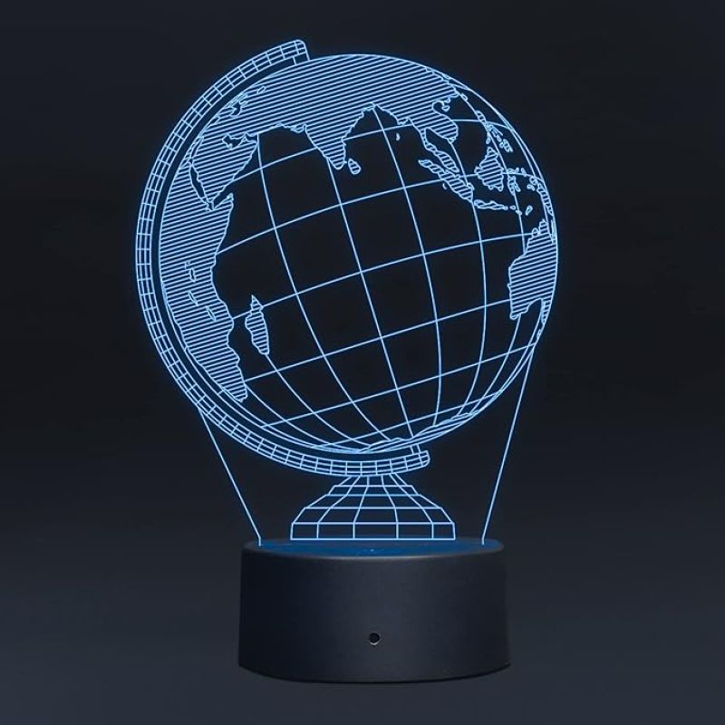 3D Illusion Earth Globe Led Night Lamp 7 Color Changing Light Kids Study Room & Office Decor Circle Base