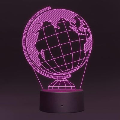 3D Illusion Earth Globe Led Night Lamp 7 Color Changing Light Kids Study Room & Office Decor Circle Base