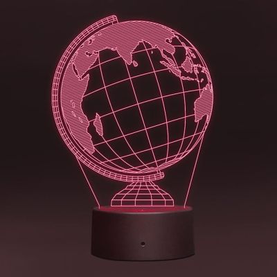3D Illusion Earth Globe Led Night Lamp 7 Color Changing Light Kids Study Room & Office Decor Circle Base