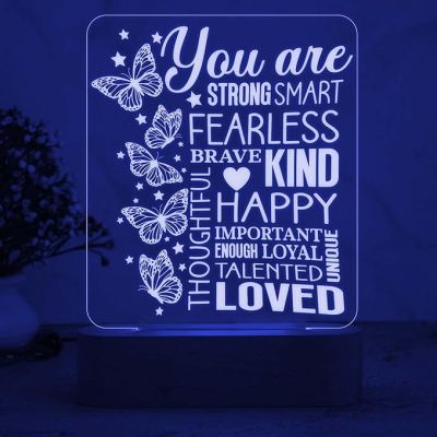 Motivational Engraved Night Lamp with Multicolored Light Beautiful Butterfly Design Best Gift for Women Day Inspiration & Appreciation Gifts for Women