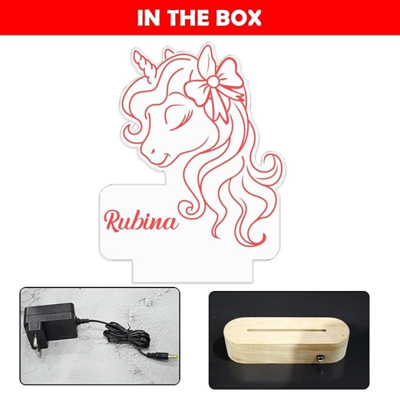 3D Unicorn Night Lamp with Warm White Light Customize with Name Birthday Gift for Kids, Friend