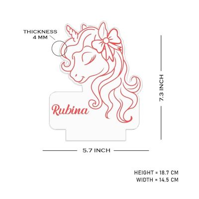 3D Unicorn Night Lamp with Warm White Light Customize with Name Birthday Gift for Kids, Friend