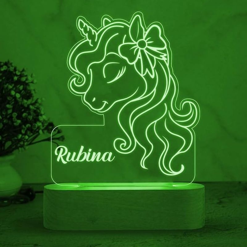 3D Unicorn Night Lamp with Multicolor Light Customize with Name Birthday Gift for Kids, Friend