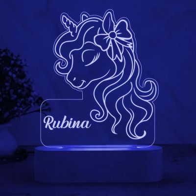 3D Unicorn Night Lamp with Multicolor Light Customize with Name Birthday Gift for Kids, Friend