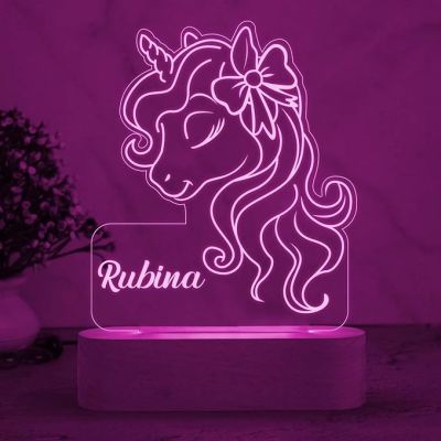 3D Unicorn Night Lamp with Multicolor Light Customize with Name Birthday Gift for Kids, Friend