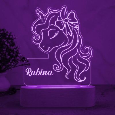 3D Unicorn Night Lamp with Multicolor Light Customize with Name Birthday Gift for Kids, Friend