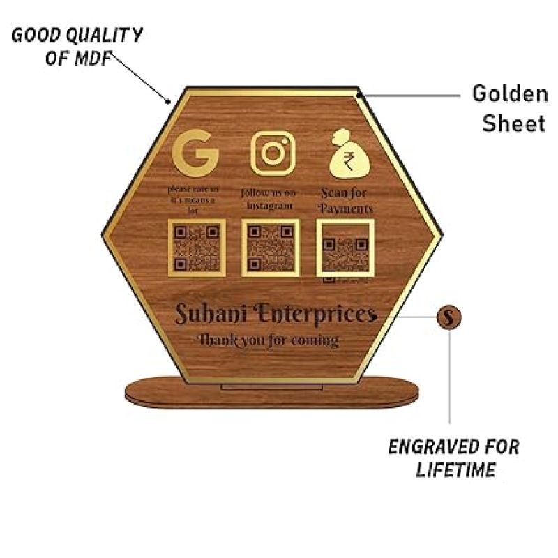 Personalized QR Code Frame With Stand Customized With Name & QR Scan Gpay phonepe QR code stand for Businesses, Offices Salon Beautician Dental Clinics Hospitals (Design 3)