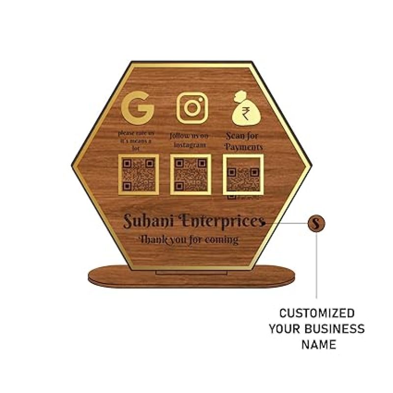 Personalized QR Code Frame With Stand Customized With Name & QR Scan Gpay phonepe QR code stand for Businesses, Offices Salon Beautician Dental Clinics Hospitals (Design 3)