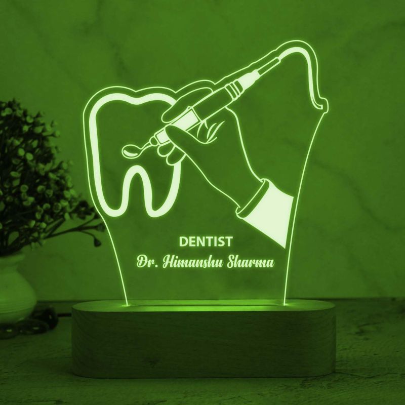 Personalized Dentist Night Lamp with Multicolored Light Light Customized with Name Thankyou Gift for Doctor & Clinic Decor