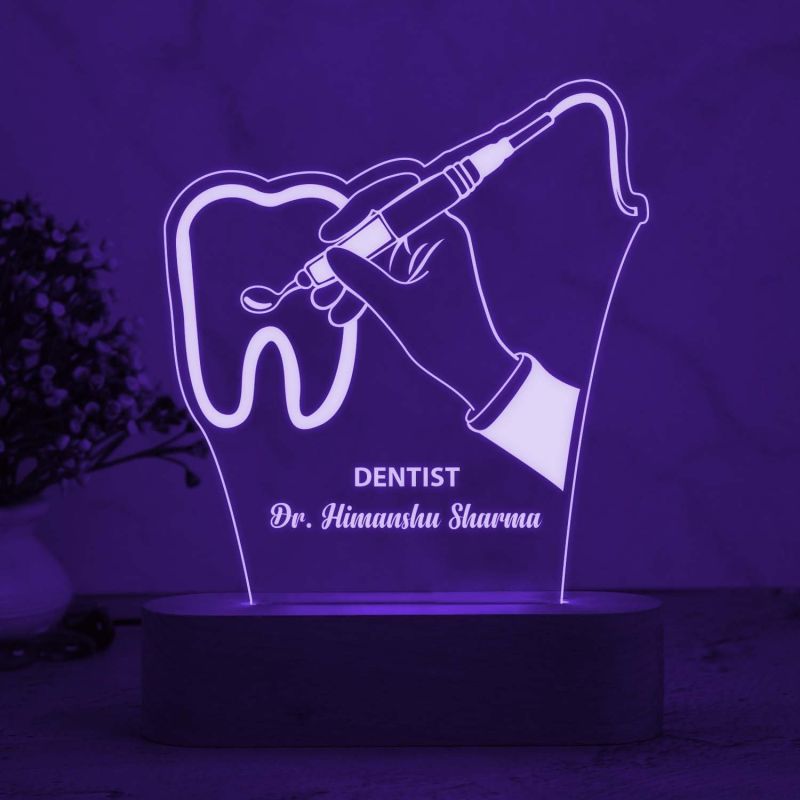 Personalized Dentist Night Lamp with Multicolored Light Light Customized with Name Thankyou Gift for Doctor & Clinic Decor