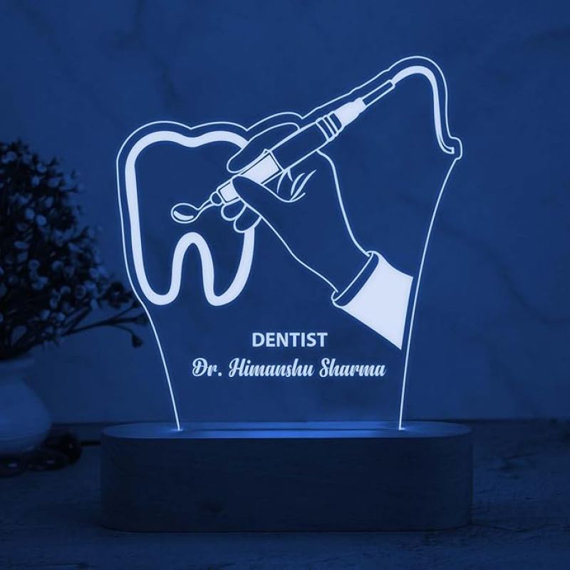 Personalized Dentist Night Lamp with Multicolored Light Light Customized with Name Thankyou Gift for Doctor & Clinic Decor