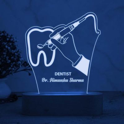 Personalized Dentist Night Lamp with Multicolored Light Light Customized with Name Thankyou Gift for Doctor & Clinic Decor