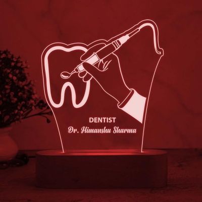 Personalized Dentist Night Lamp with Multicolored Light Light Customized with Name Thankyou Gift for Doctor & Clinic Decor
