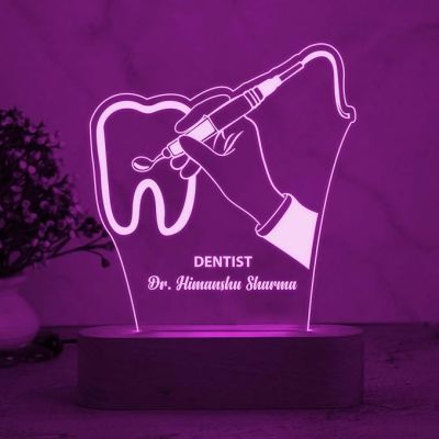 Personalized Dentist Night Lamp with Multicolored Light Light Customized with Name Thankyou Gift for Doctor & Clinic Decor