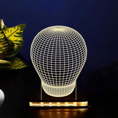 3D Bulb Design Led Night Lamp with Warm White Color Home & Living Decor