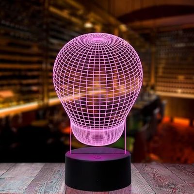 3D Bulb Design Led Night Lamp 7 Color Changing Light Home & Living Decor Circle Base