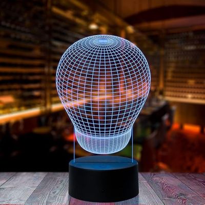 3D Bulb Design Led Night Lamp 7 Color Changing Light Home & Living Decor Circle Base