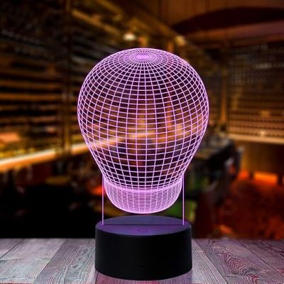 3D Bulb Design Led Night Lamp 7 Color Changing Light Home & Living Decor Circle Base