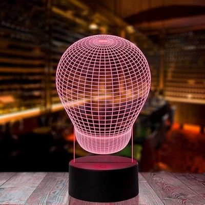 3D Bulb Design Led Night Lamp 7 Color Changing Light Home & Living Decor Circle Base