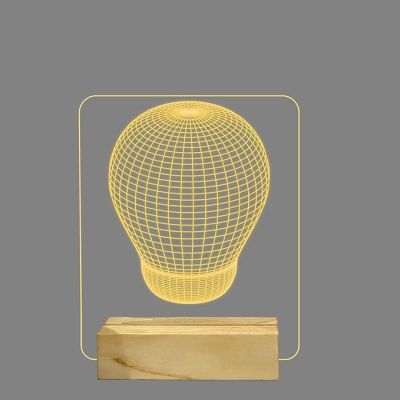 3D Bulb Design Led Night Lamp with Warm White Color Home & Living Decor Wooden Bae