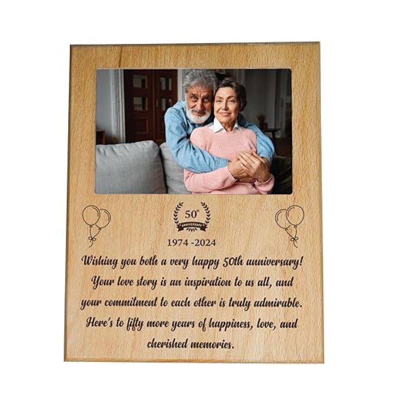50th Anniversary Wooden Photo Plaque Gift for Husband Wife & Grand Parents Gift  for Anniversary
